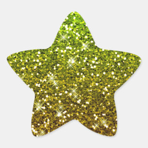 Shimmering Light Green Gold Glitters Star Sticker