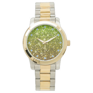 Shimmering Light Green Gold Glitters Watch