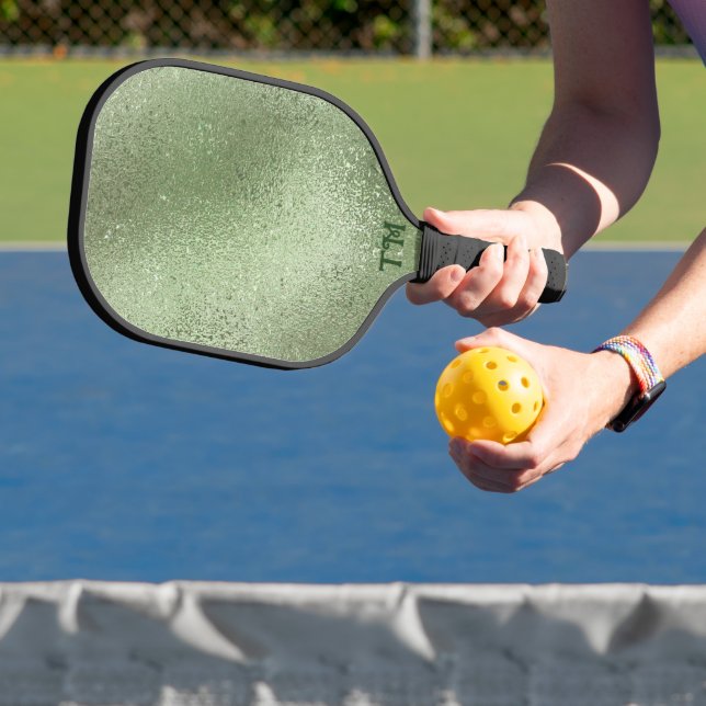 Shimmering light-green iridescent texture pickleball paddle (Insitu)