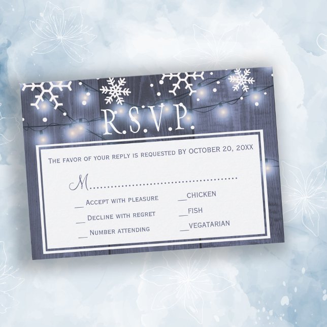 Shimmering lights winter barn wood wedding rsvp (Creator Uploaded)