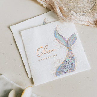 Shimmering Mermaid Tail Birthday Napkin