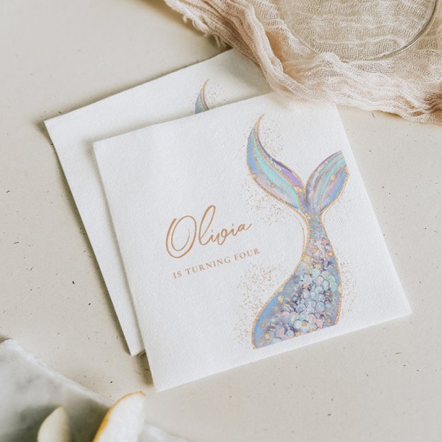 Shimmering Mermaid Tail Birthday  Napkin (Creator Uploaded)