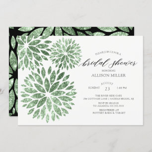 Shimmering Mint Dahlias Bridal Shower Invitation