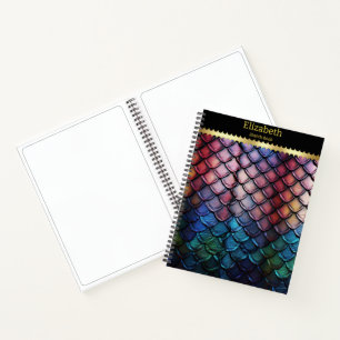Shimmering multicolored snakeskin in natural light notebook