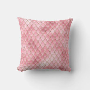 Shimmering Pale Pink & Gold Glitter Dragon Scales Cushion