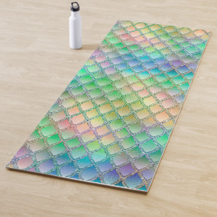 Shimmering Pastel Rainbow & Glitter Dragon Scales Yoga Mat