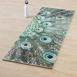 Shimmering Peacock Feather  Yoga Mat