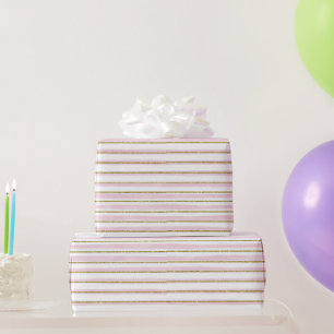 Shimmering Pink and Gold Glitter Stripe Gift Wrap