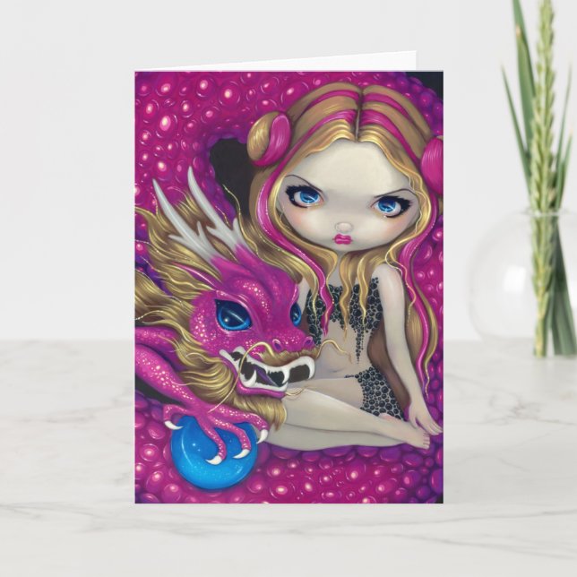 "Shimmering Pink Dragon" Greeting Card (Front)