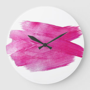 Shimmering Pink Foil: Watercolor Abstract Large Clock