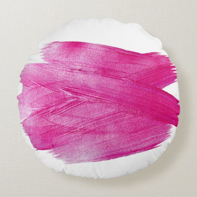 Shimmering Pink Foil: Watercolor Abstract Round Cushion (Front)
