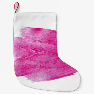 Shimmering Pink Foil: Watercolor Abstract Small Christmas Stocking