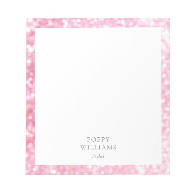 Shimmering Pink Glitter Bordered Notepad (Front)