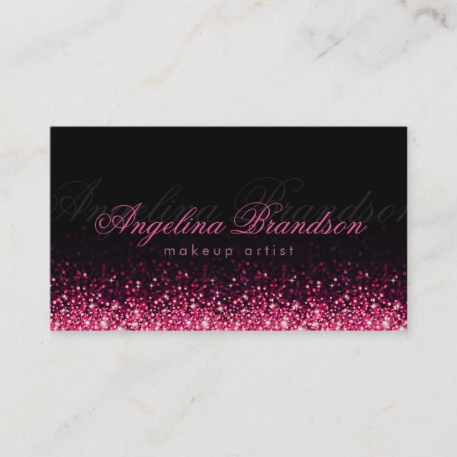 Shimmering Pink Makeup Artist Damask Black Card (Front)
