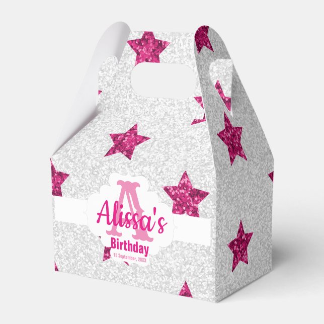 Shimmering Pink Stars Favour Box (Front Side)