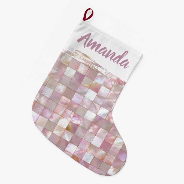 Shimmering Pink Stocking Christmas Stocking (Front (Hanging))