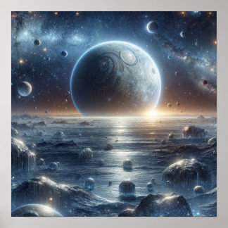Shimmering Planet in Cosmic Glow Poster