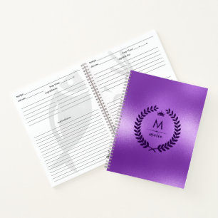 Shimmering Purple Background & Laurel Wreath Notebook