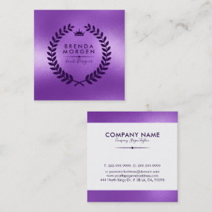 Shimmering Purple & Deep-Purple Laurel Wreath Square Business Card