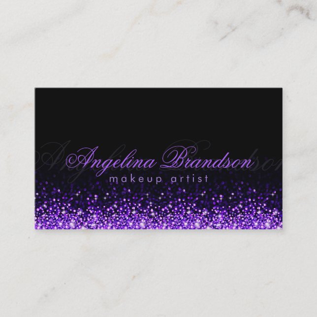 Shimmering Purple Makeup Artist Damask Black Card (Front)