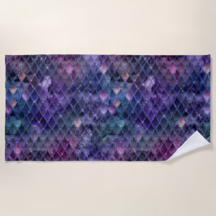 Shimmering Purple Ombre & Glitter Dragon Scales Beach Towel