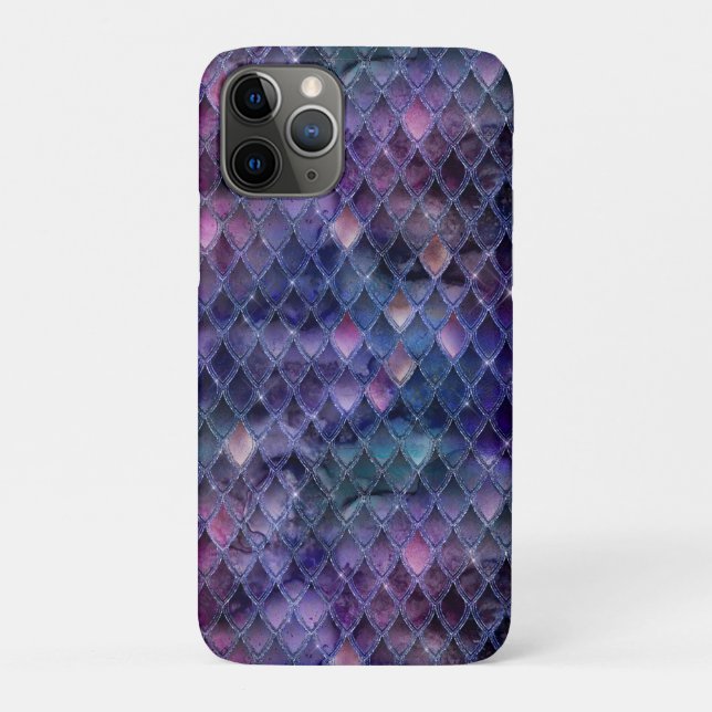 Shimmering Purple Ombre & Glitter Dragon Scales Case-Mate iPhone Case (Back)