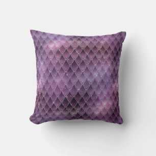 Shimmering Purple Ombre & Glitter Dragon Scales Cushion