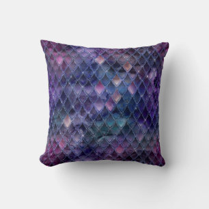 Shimmering Purple Ombre & Glitter Dragon Scales Cushion