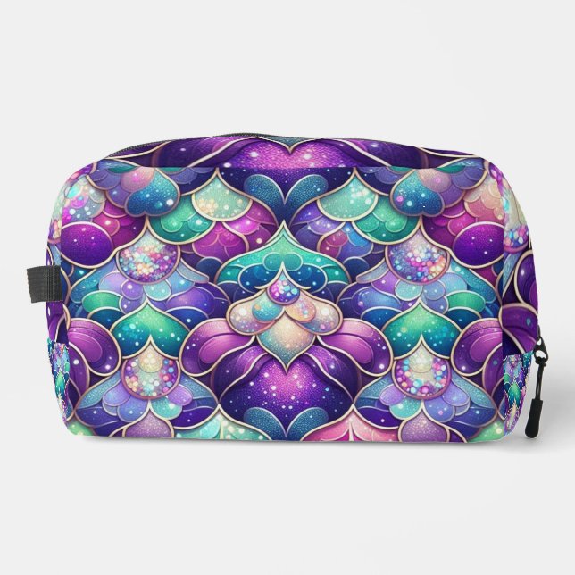 Shimmering Purple Teal Mermaid Scales Cosmetic Bag (Front)