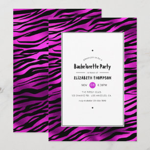 Shimmering Purple Tiger Stripes Bachelorette Party Invitation