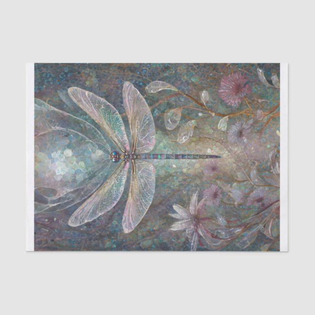 Shimmering Queen of Summer, Dragonfly Garden Tissue Paper (Front)