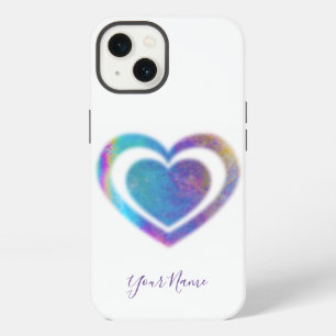 Shimmering rainbow hearts with your Name Case-Mate iPhone 13 Case