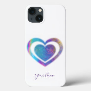 Shimmering rainbow hearts with your Name Case-Mate iPhone 13 Case