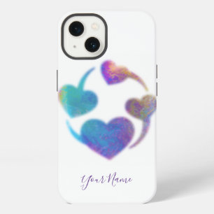 Shimmering rainbow hearts with your Name iPhone 13 Case