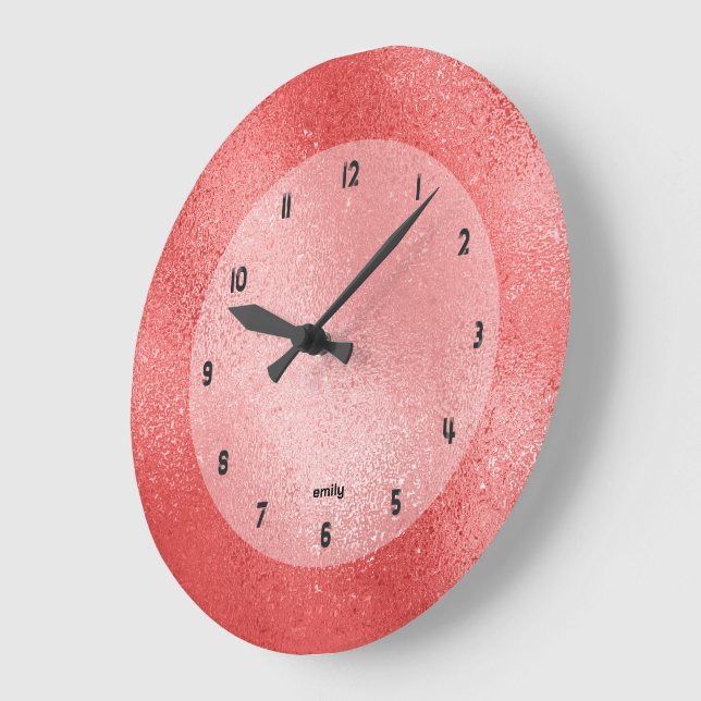 Shimmering red background image texture large clock (Angle)