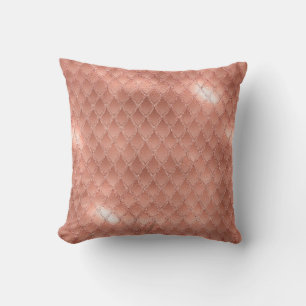 Shimmering Rose Gold Glitter Dragon Scales Cushion