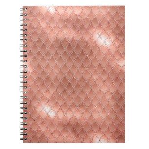 Shimmering Rose Gold Glitter Dragon Scales Notebook