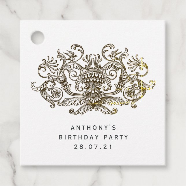 Shimmering Rustic Vintage Dragon Favour Tags (Front)