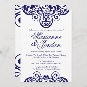Shimmering Sapphire Ornate Wedding Invitations