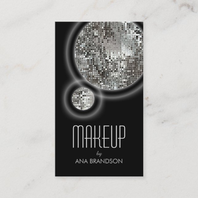 Shimmering Silver Ball Black Damask Beauty Card (Front)