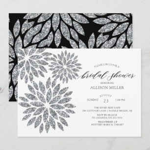 Shimmering Silver Dahlias Bridal Shower Invitation