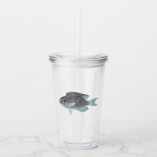 Shimmering Silver Fish Acrylic Tumbler