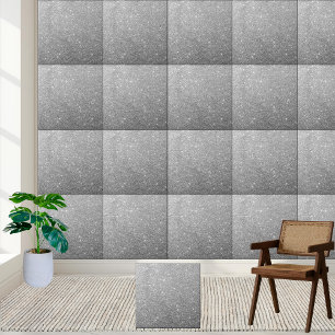 Shimmering Silver Glitter Ceramic Tile