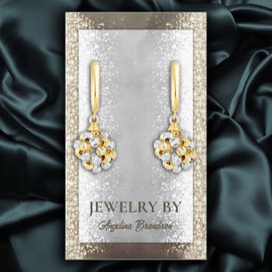Shimmering Silver Gold Glitter Earring Display Business Card