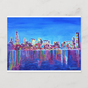 Shimmering Skyline Of Chicago Skyline At Night Postcard
