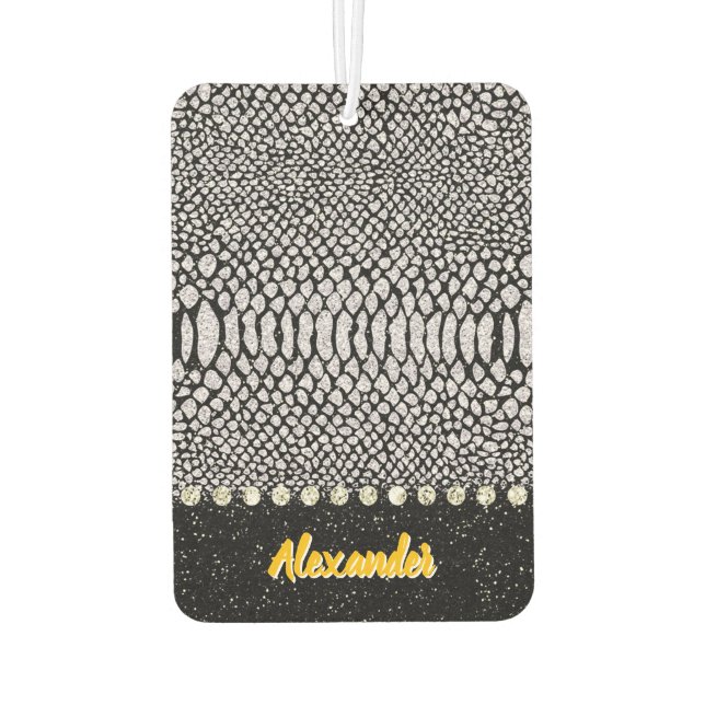 Shimmering snakeskin print design car air freshener (Back)