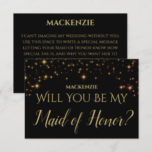 Shimmering Sparkle Will You Be My Maid of Honour RSVP Card