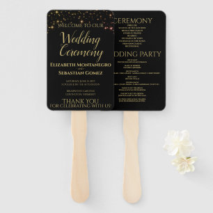 Shimmering Sparkles Wedding Fans with Program