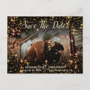 Shimmering Sparkles Wedding Save the Date Postcard