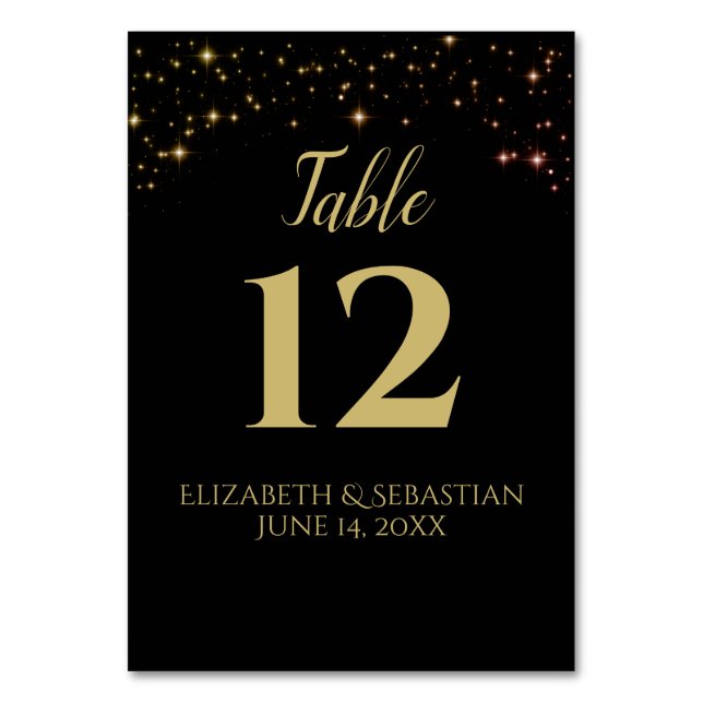 Shimmering Sparkles Wedding Table Number (Front)